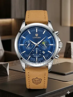 Longbo Brand Wristwatch Featuring a Blue Analog Dial With Chronograph