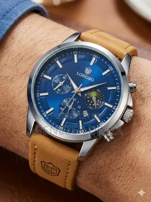 Longbo Brand Wristwatch Featuring a Blue Analog Dial With Chronograph