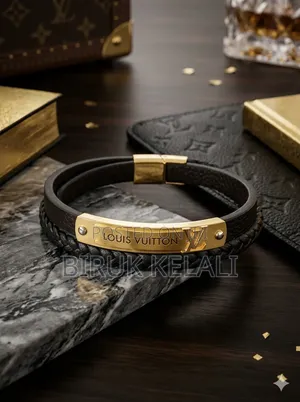 Men's Layered Bracelet Featuring Braided Leather, Black Stone Beads