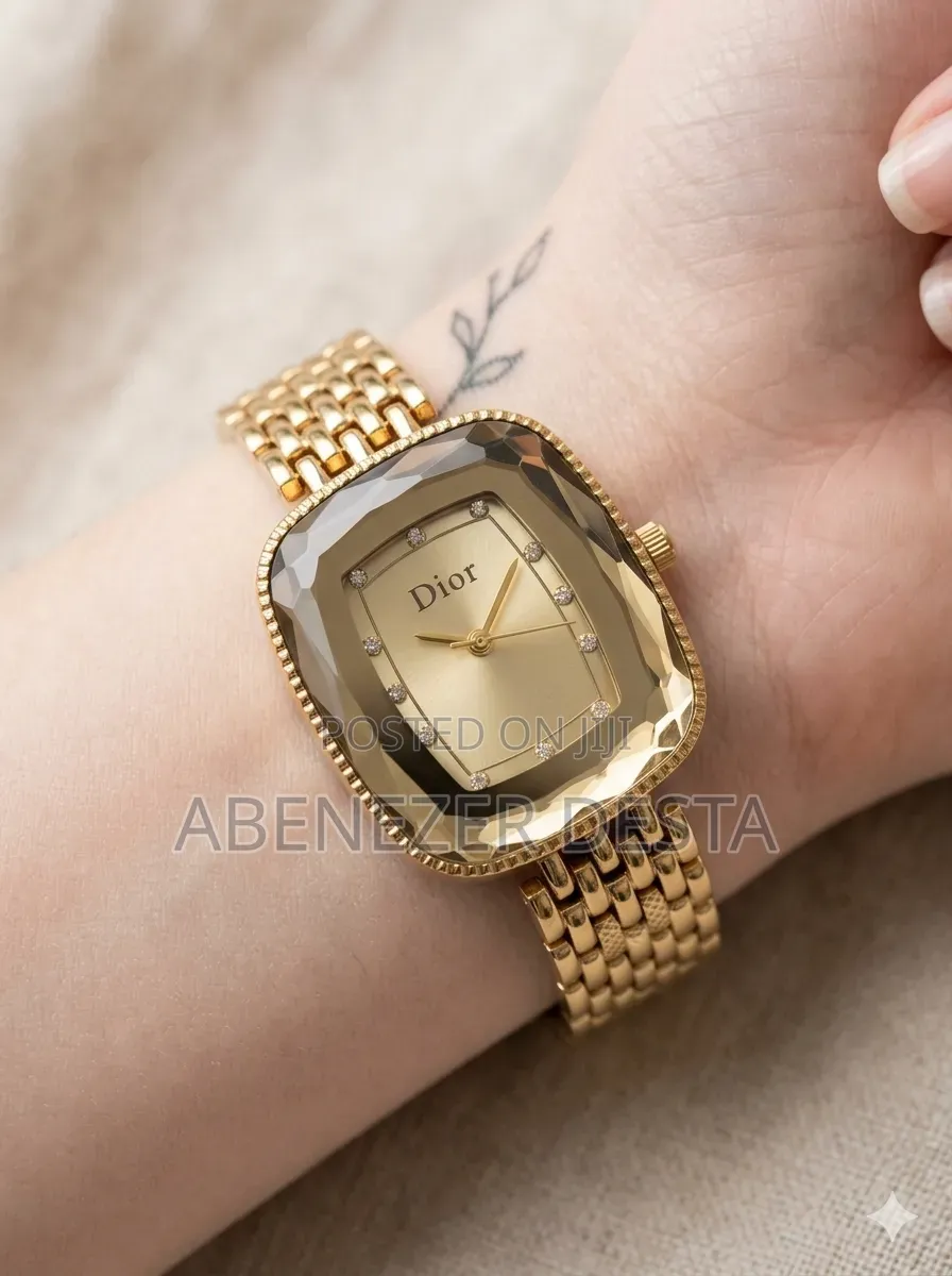 Gold-Colored Dior Women's Watch Features an Analog Display a Stylish