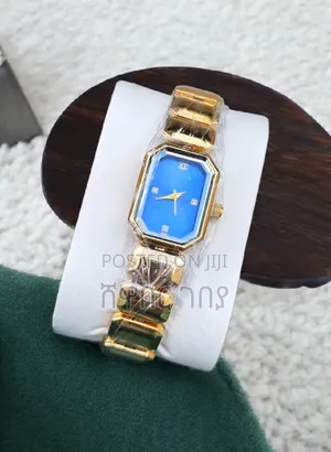 Original Chanel Gold Women's Watch - Elegant Blue Octagonal Dial