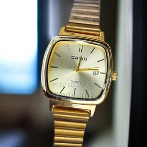 Elegant Gold Casio MTP Square Date Watch - Luxury Gold Edition