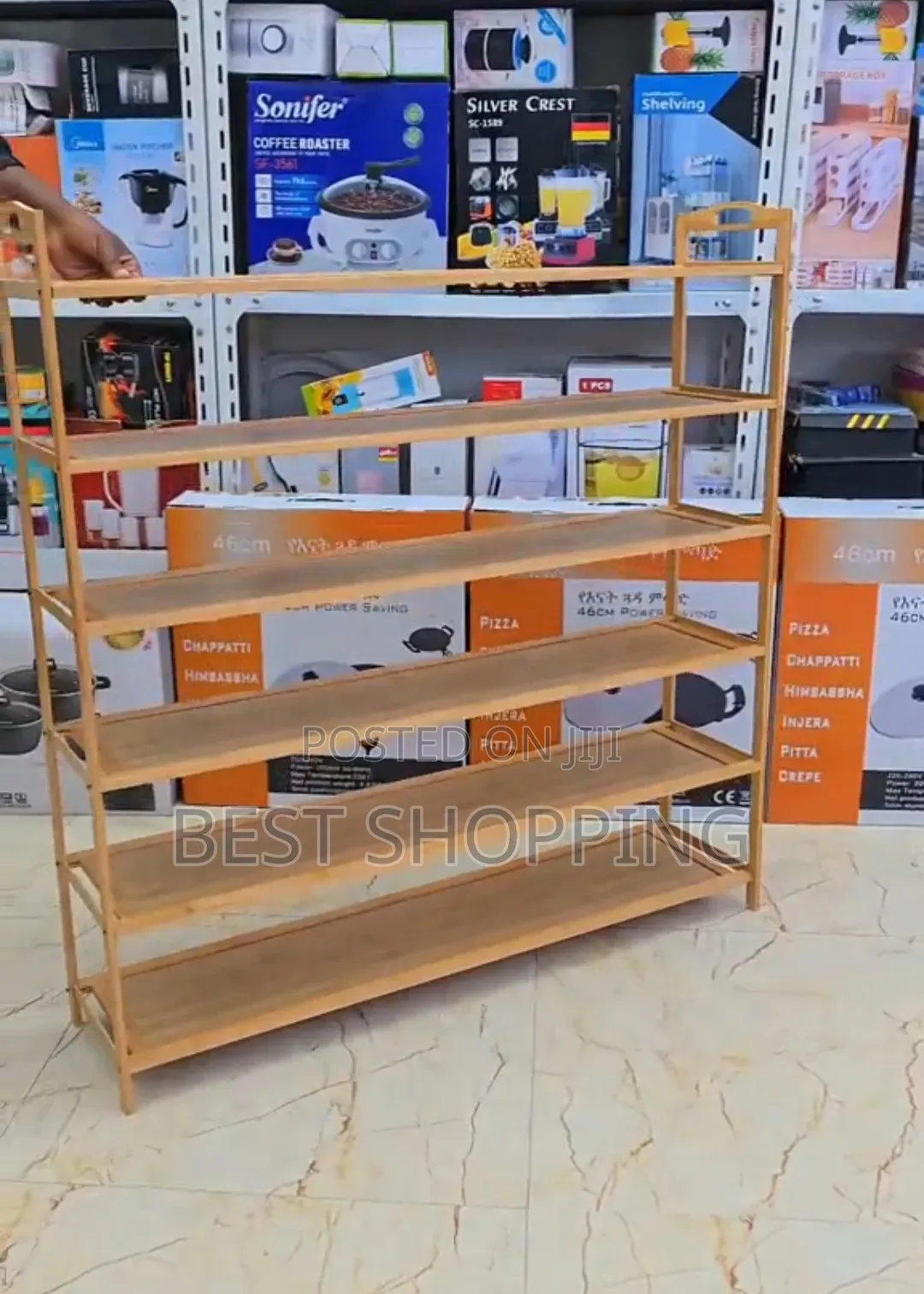 Wood 6 Layer Shoes Rack የእንጨት ጫማ መደርደሪያ