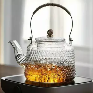 የቤት እቃ Glass Teapot and Cup Set With Wooden Handle