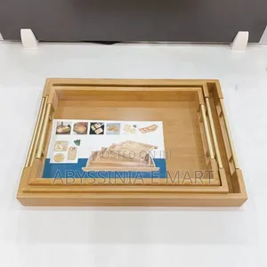 3 Pcs Bamboo Pallet Food Trayሶስት የተለያየ ሳይዝ በ አንድ
