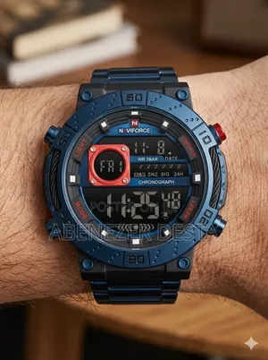 Naviforce Nf9241 Digital Sports Watch, Featuring a Blue Bezel