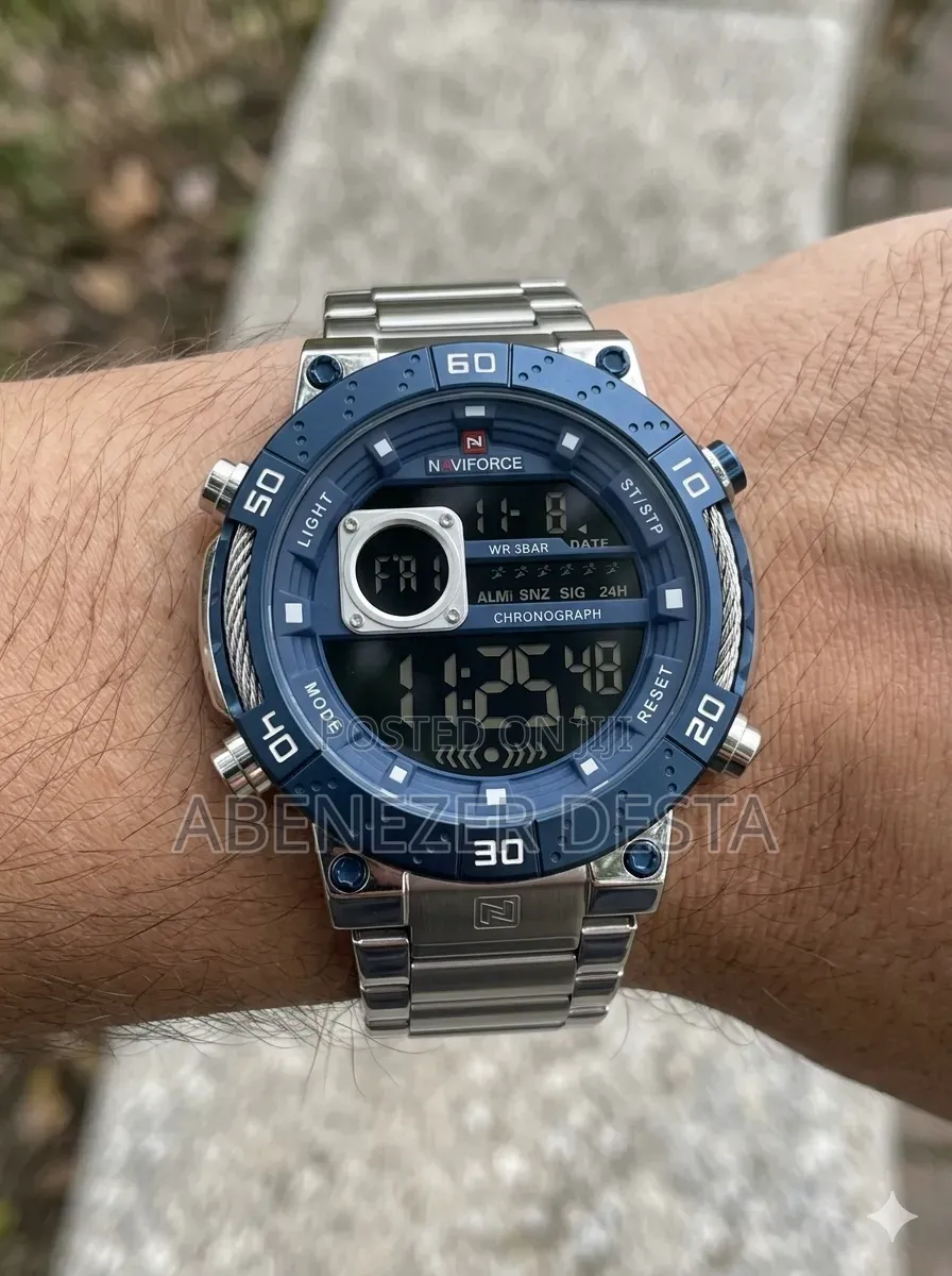 Naviforce Nf9241t Stainless Steel LCD Chronograph Sports Watch.