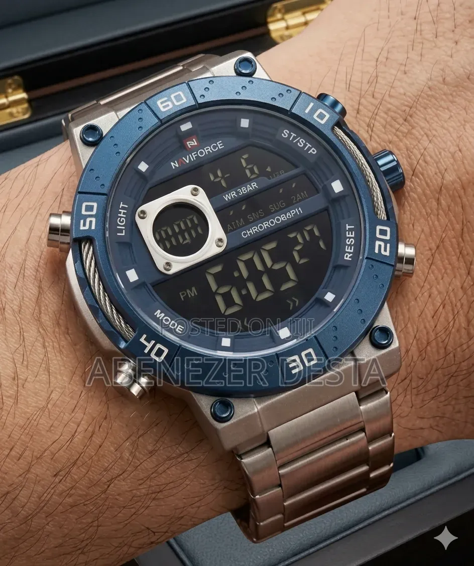 Naviforce Nf9241t Stainless Steel LCD Chronograph Sports Watch.
