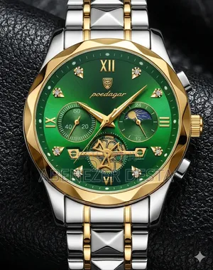 Poedagar Luxury Men's Wristwatch Model 996 Features a Green Dial