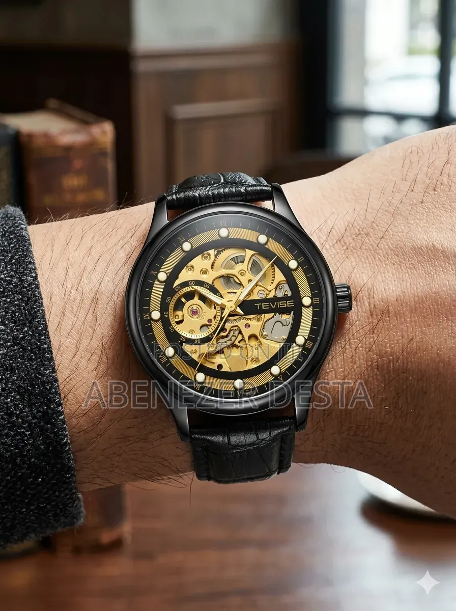 Tevise Brand Automatic Mechanical Watch With a Skeleton Dial Design