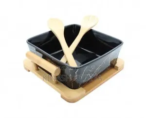 Modern Ceramic Bowl With Bamboo Base