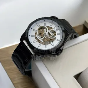 Fossil Men's Automatic Skeleton Black Steel Watch