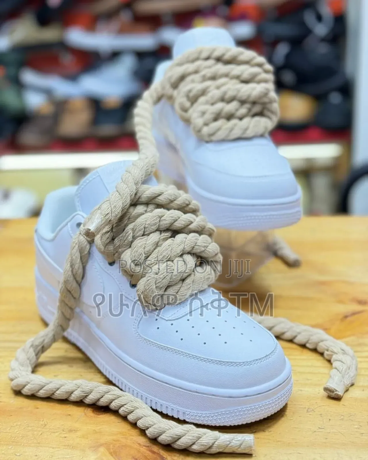 Nike Air Force 1 Low 07 'Triple White Beige Chunky Lace' Men's Shoes