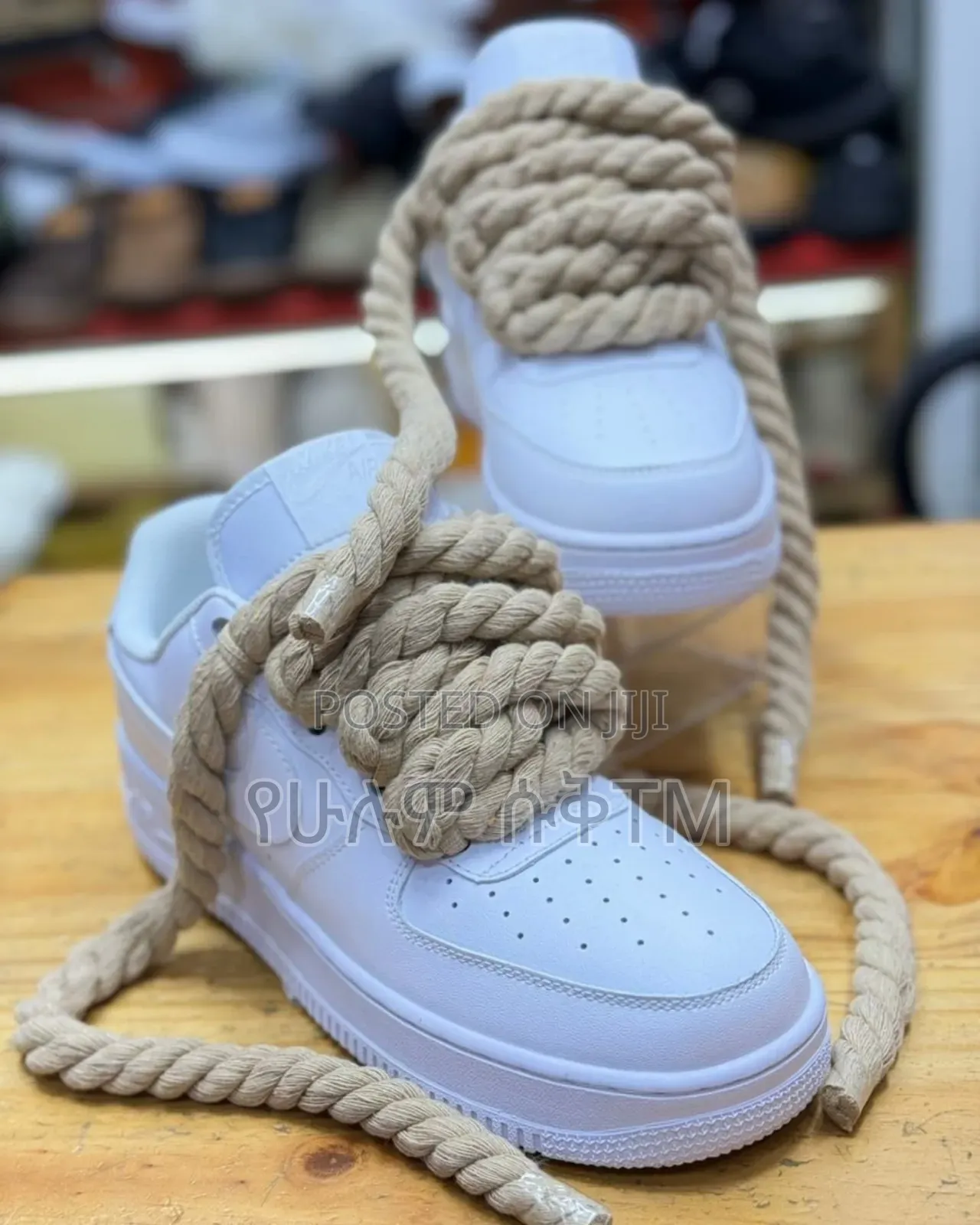 Nike Air Force 1 Low 07 'Triple White Beige Chunky Lace' Men's Shoes