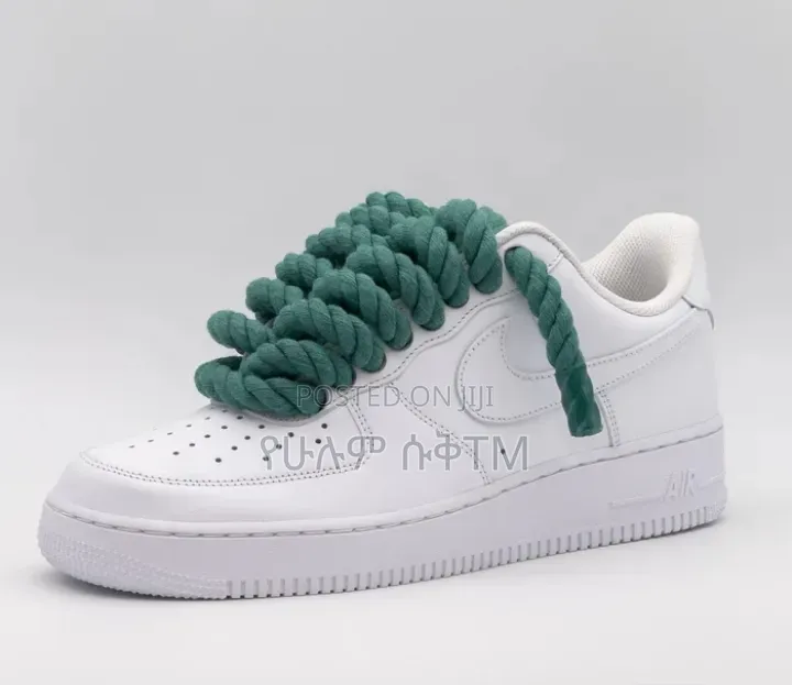 Nike Air Force 1 Low '07 Green Chunky Lace 'Triple White' Men's Shoes