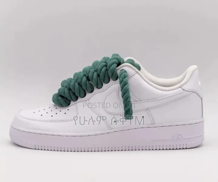Nike Air Force 1 Low '07 Green Chunky Lace 'Triple White' Men's Shoes