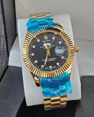 Gold Rolex Day-Date Black Dial - Elegant Diamond Hour Markers