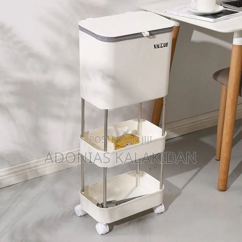 3-layer Kitchen Storage Rack Trash Can