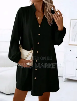 Elegant Black Shirt Dress for Women's