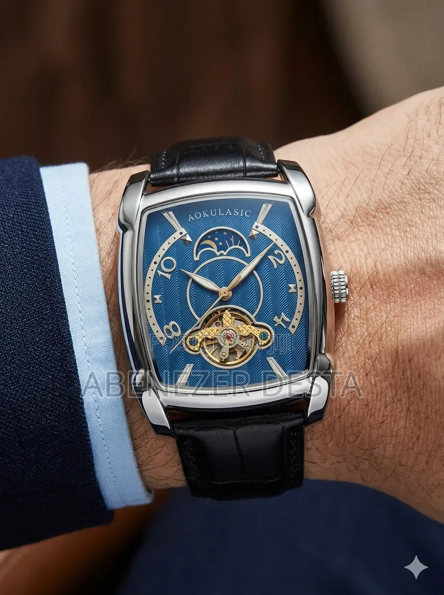 Aokulasic Tonneau Moon Phase Automatic Watch for Men