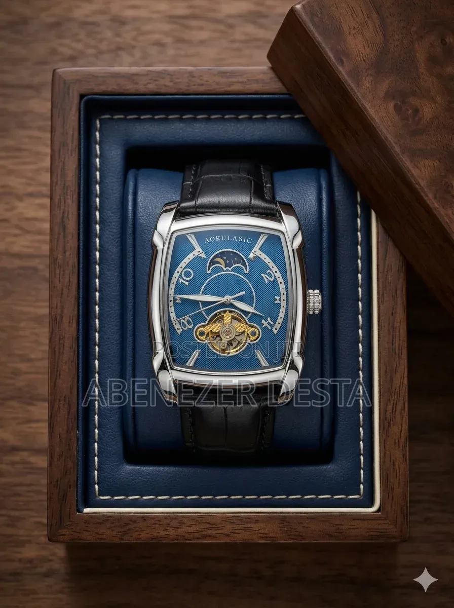Aokulasic Tonneau Moon Phase Automatic Watch for Men