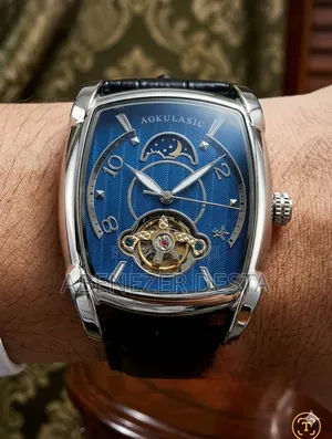 Aokulasic Tonneau Moon Phase Automatic Watch for Men