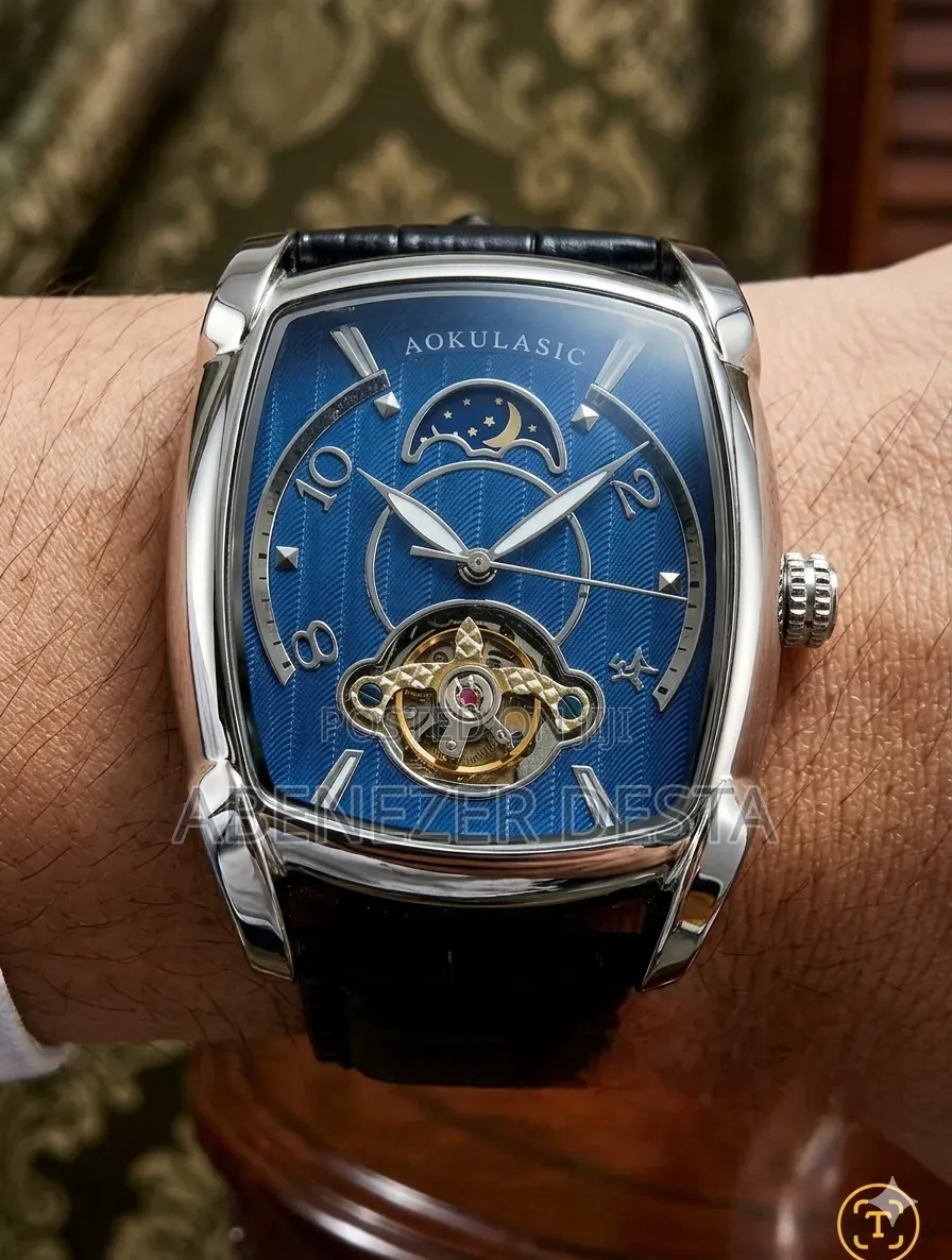 Aokulasic Tonneau Moon Phase Automatic Watch for Men