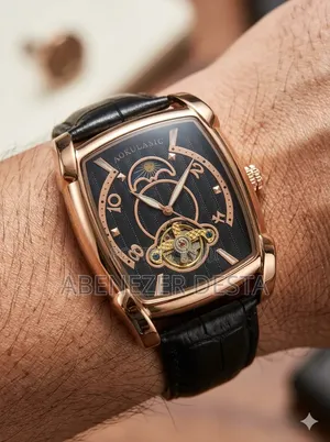 Aokulasic Brand Tonneau Moon Phase Automatic Tourbillon Watch.