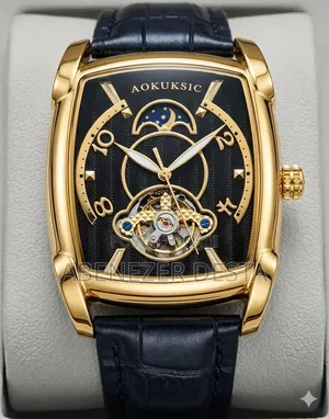 Aokulasic Brand Tonneau Moon Phase Automatic Tourbillon Watch.