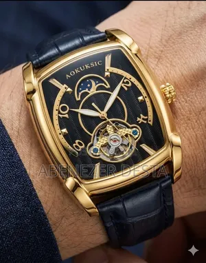 Aokulasic Brand Tonneau Moon Phase Automatic Tourbillon Watch.
