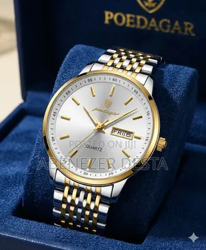 Poedagar Mens Classic Date Calendar Stainless Steel Business Quartz