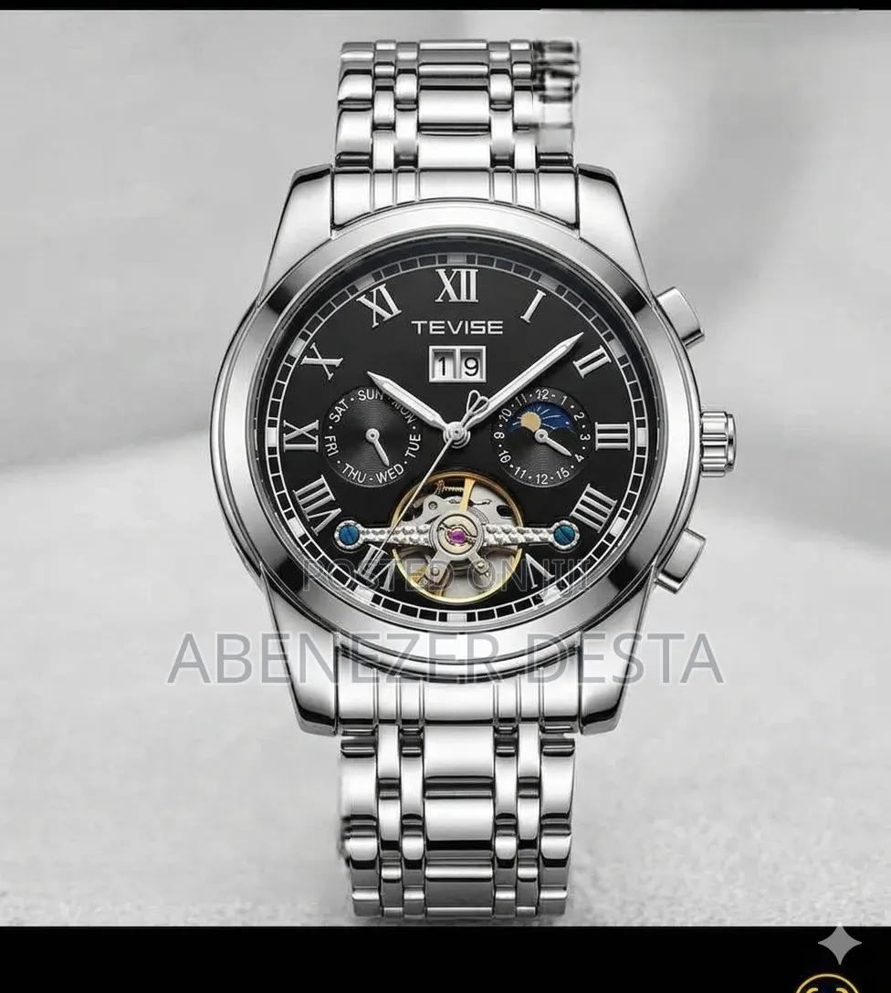 Tevise Automatic Mechanical Watch, Model , Featuring a Stainless Steel