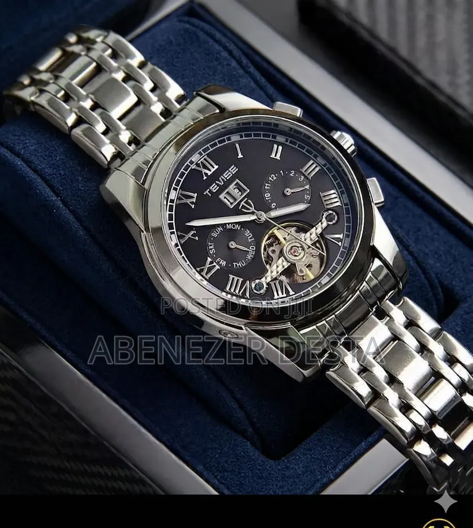 Tevise Automatic Mechanical Watch, Model , Featuring a Stainless Steel
