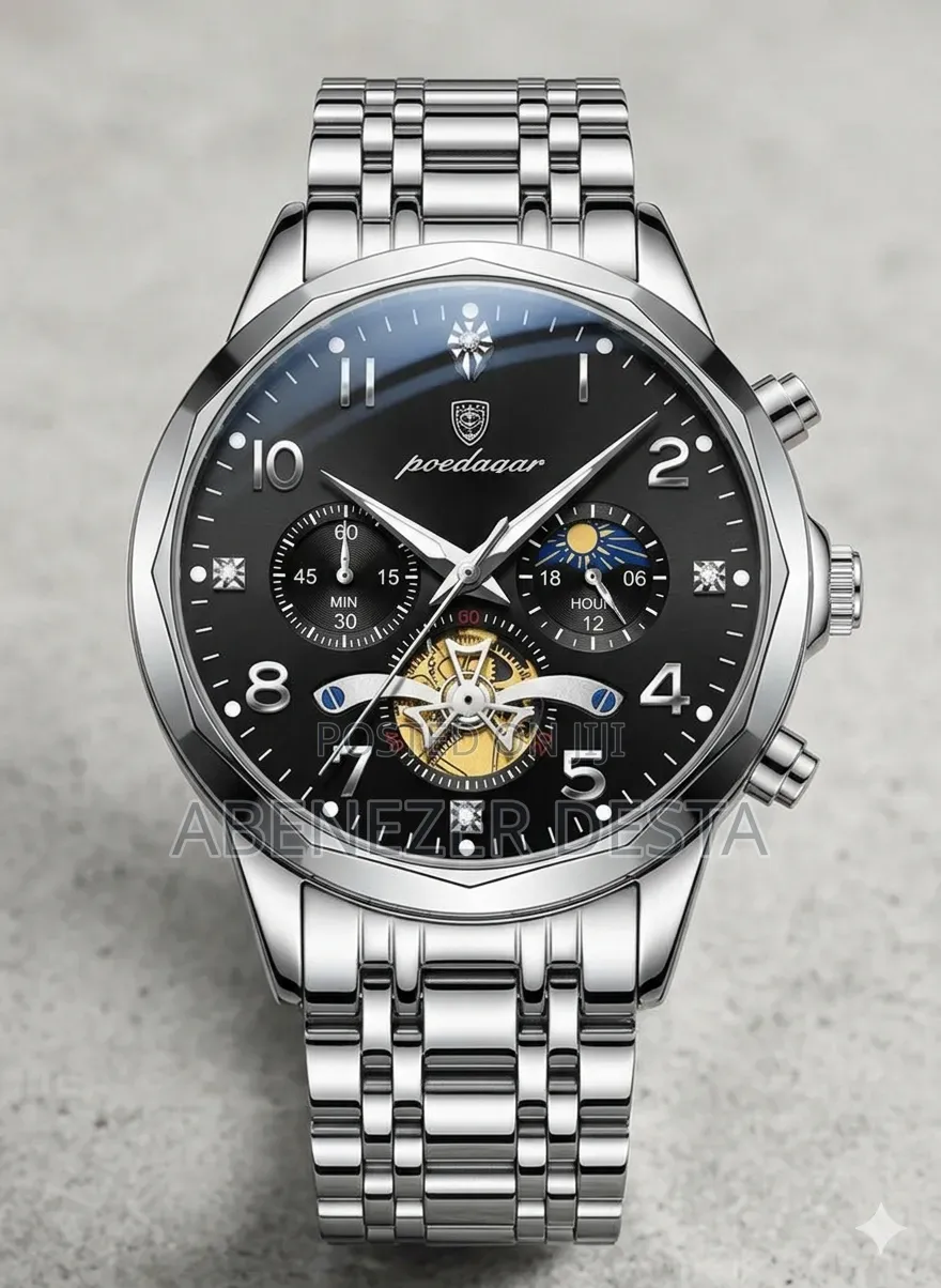 Poedagar 938 Diamond Mirror Chronograph Is a Men's Quartz Wristwatch