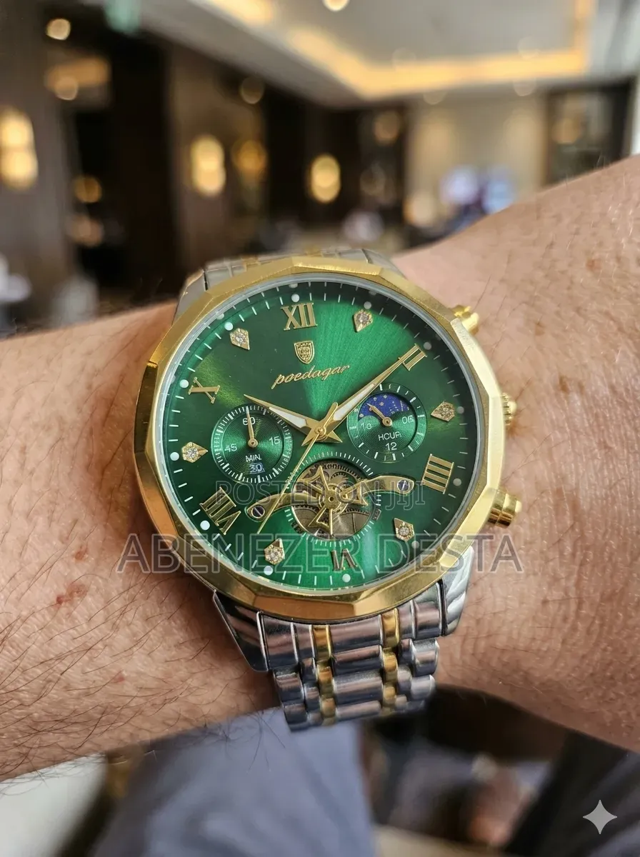 Poedagar 938 Diamond Mirror Chronograph Is a Men's Quartz Wristwatch