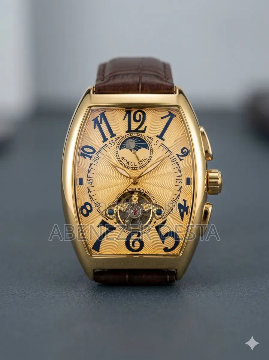 Sewor Men's Mechanical Wristwatch With a Gold-Tone Tonneauno