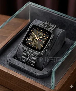 Skmei Men's Luxury Stainless Steel Quartz Chronograph Watch Square