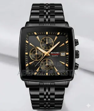 Skmei Men's Luxury Stainless Steel Quartz Chronograph Watch Square