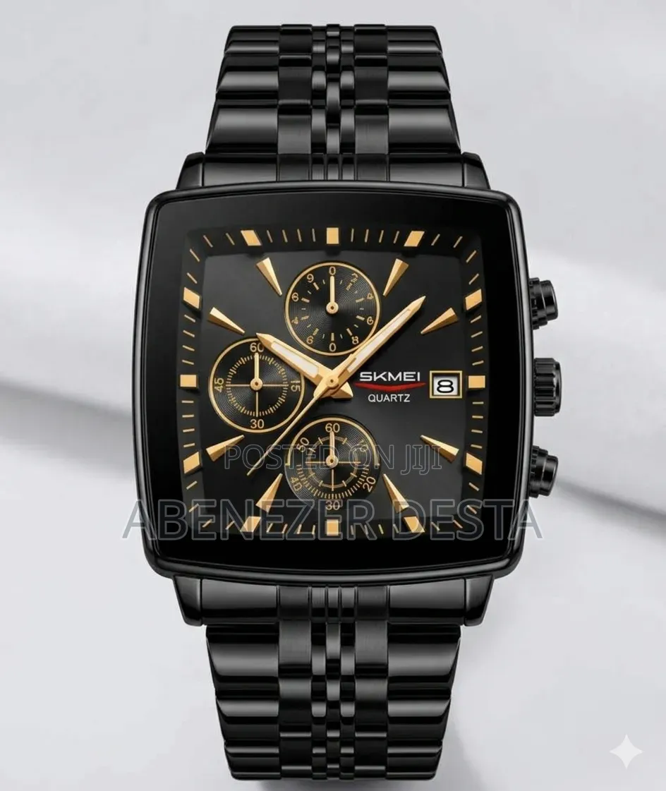 Skmei Men's Luxury Stainless Steel Quartz Chronograph Watch Square