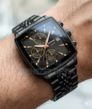 Skmei Men's Luxury Stainless Steel Quartz Chronograph Watch Square