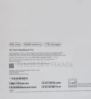 New Laptop Apple MacBook Pro 2025 M5 14-inch 16GB Apple M5 Pro SSD 1T