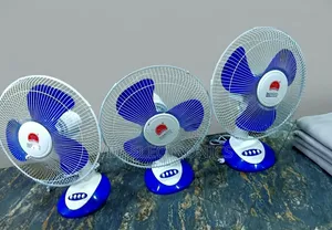 Portable Table Fan 3 Speed Electric Cooling Fan (Blue White)