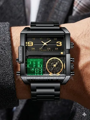 Fashion Square Big Dial Wristwatch, Featuring Three Displays