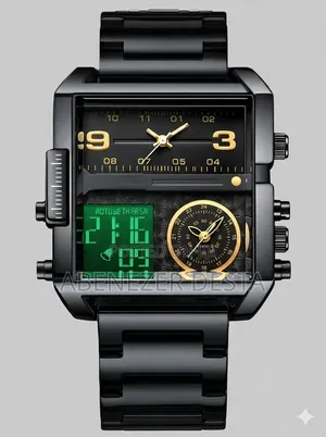 Fashion Square Big Dial Wristwatch, Featuring Three Displays