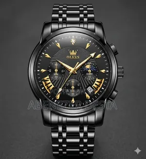Olevs 2892 Chronograph Luxury Men's Watch, Featuring a Black Stainless
