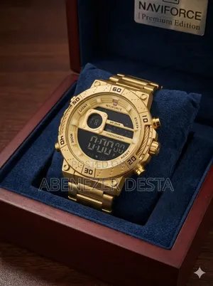Naviforce Nf9241s Is a Gold-Toned Men's Wristwatch Featuring a Stainle