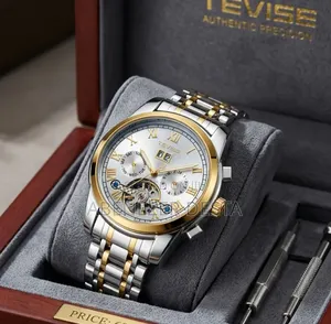 Tevise Automatic Mechanical Men's Watch With a Silver Dial, Golden