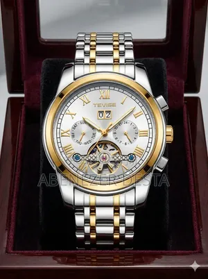 Tevise Automatic Mechanical Men's Watch With a Silver Dial, Golden