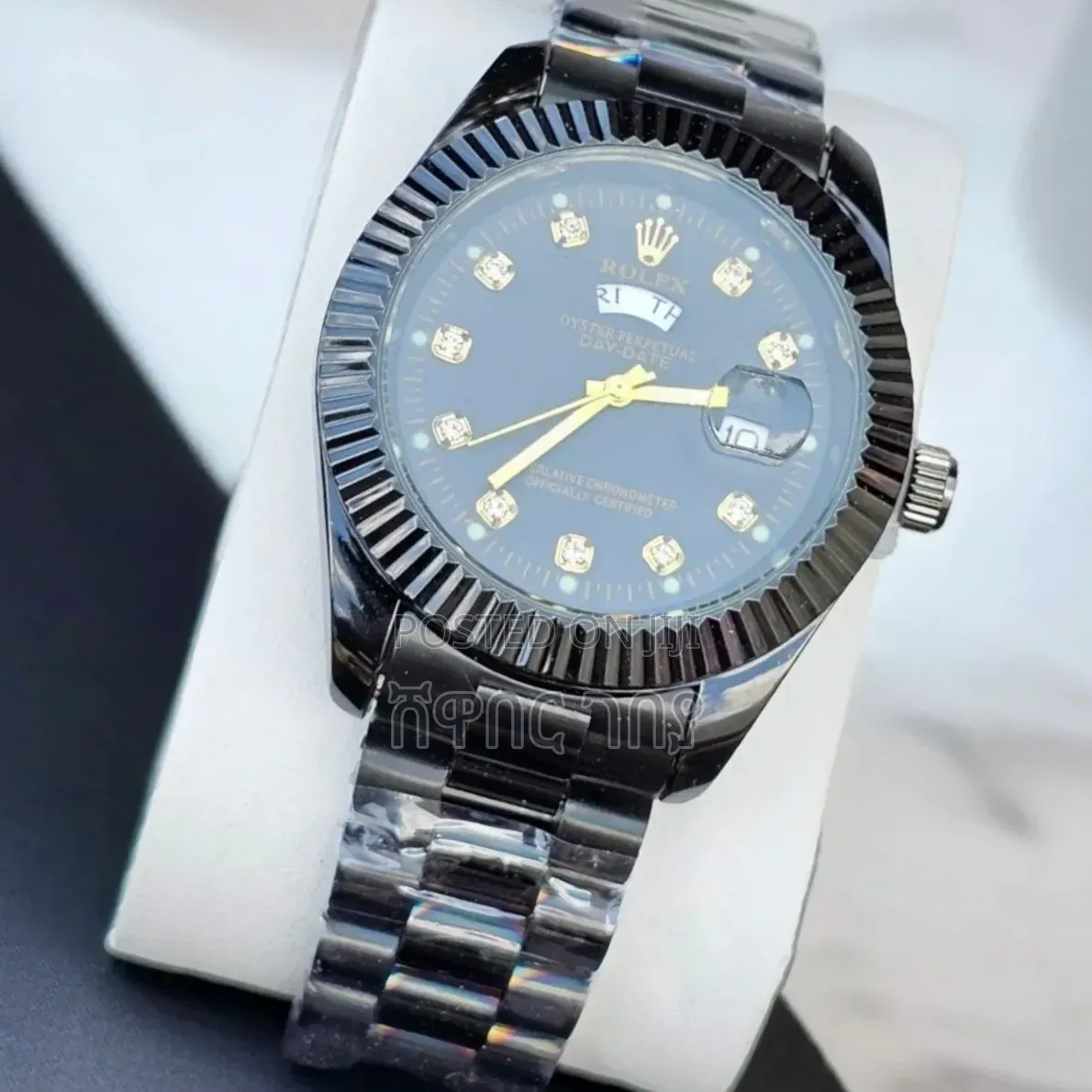 Rolex Day-date Black Dial Diamond Marker Presidential Watch