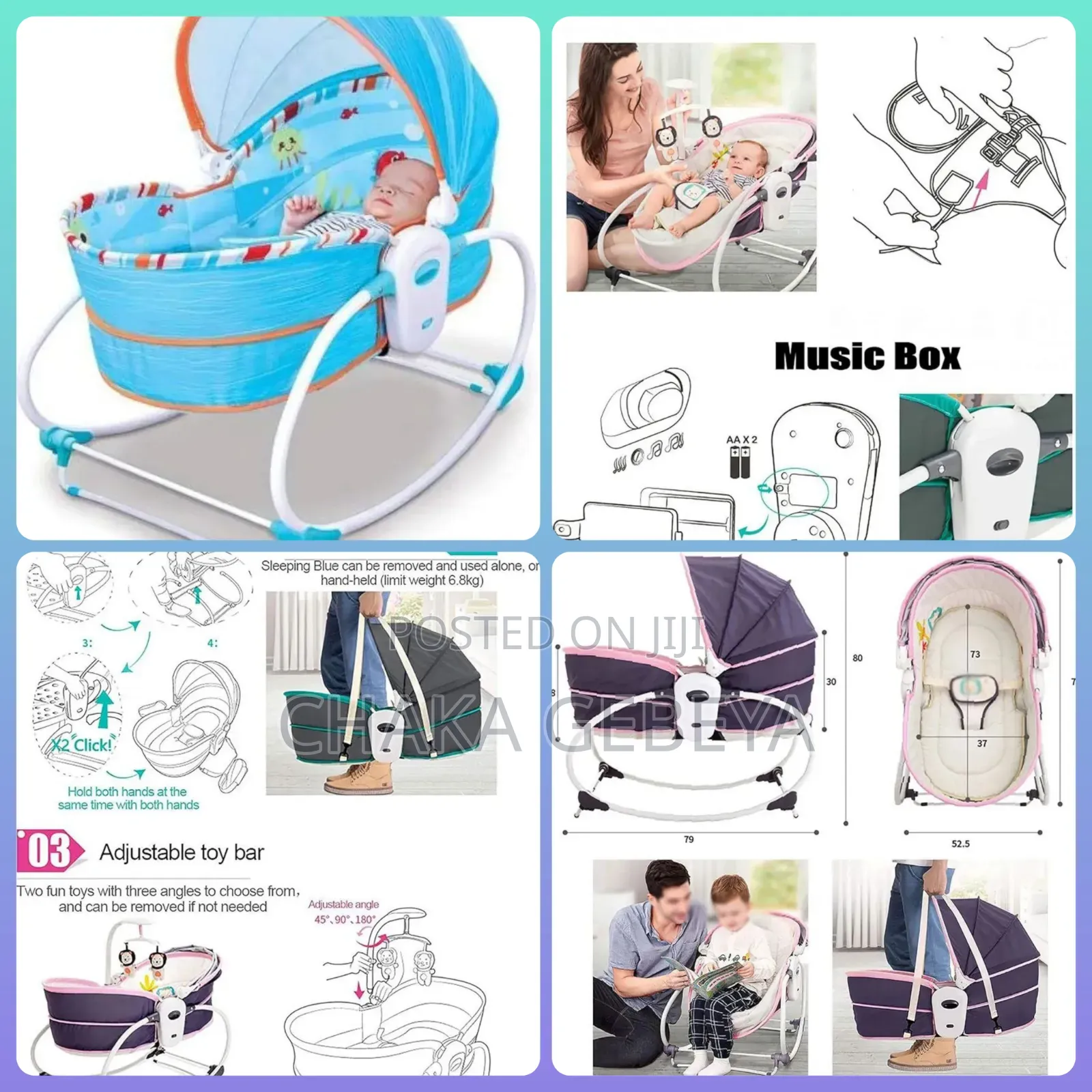 Mastela 5-in-1 Rocker Bassinet – Bassinet, Rocker, Portable Carry,